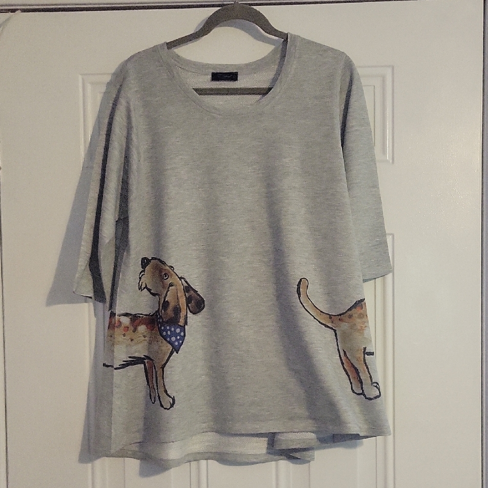 Adorable Gray Dog Print Pet Shirt